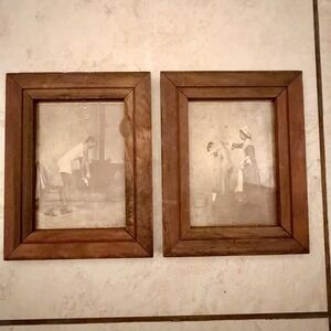 Set of 2  Bathing Prints R. HENDRICKSON Sepia Picture Peddler Hollywood w/ frame